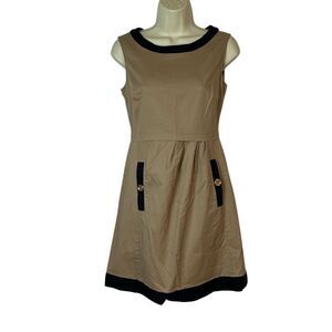 Moschino Cheap and Chic Sleeveless Tan and Black Shift Dress Size 4